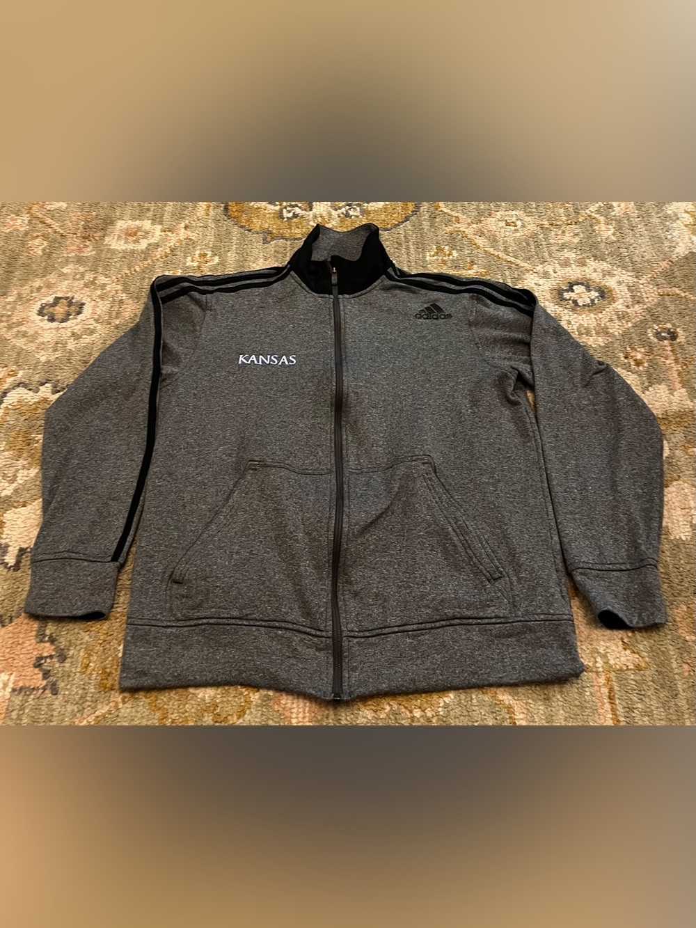 Kansas Jayhawks Adidas Climawarm Full Zip Jacket Men’s Size Medium Color Grey